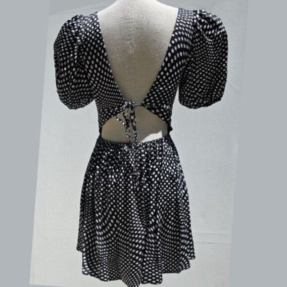 NWOT FOR LOVE AND LEMONS ANYA PUFFY SHORT SLEEVE POLKA DOT MINI DRESS SIZE S - Picture 5 of 6
